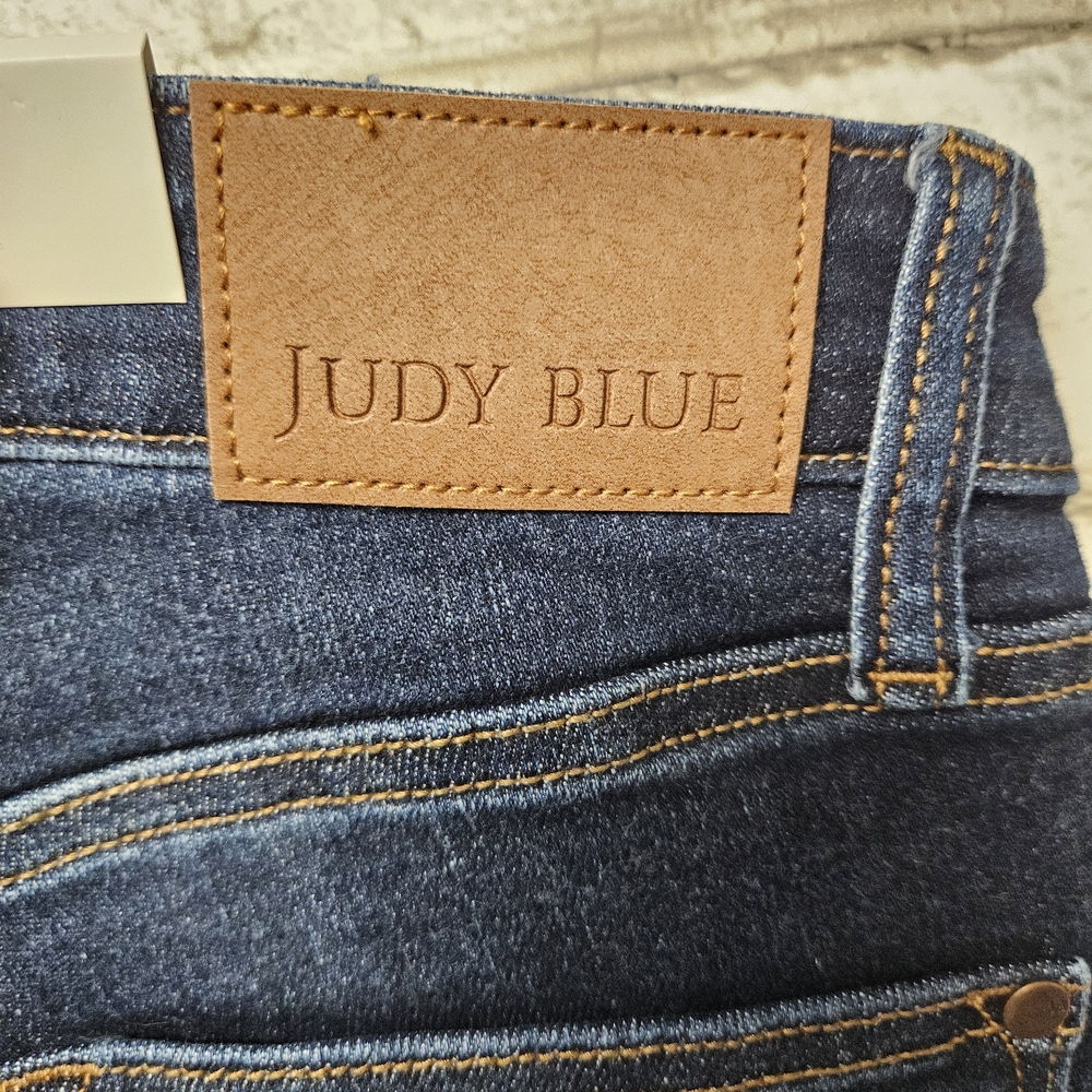 NWT Judy Blue Jeans Mid Rise Straight Fit Dark Wash Jeans Size 7 28 Raw Hem - Picture 7 of 7
